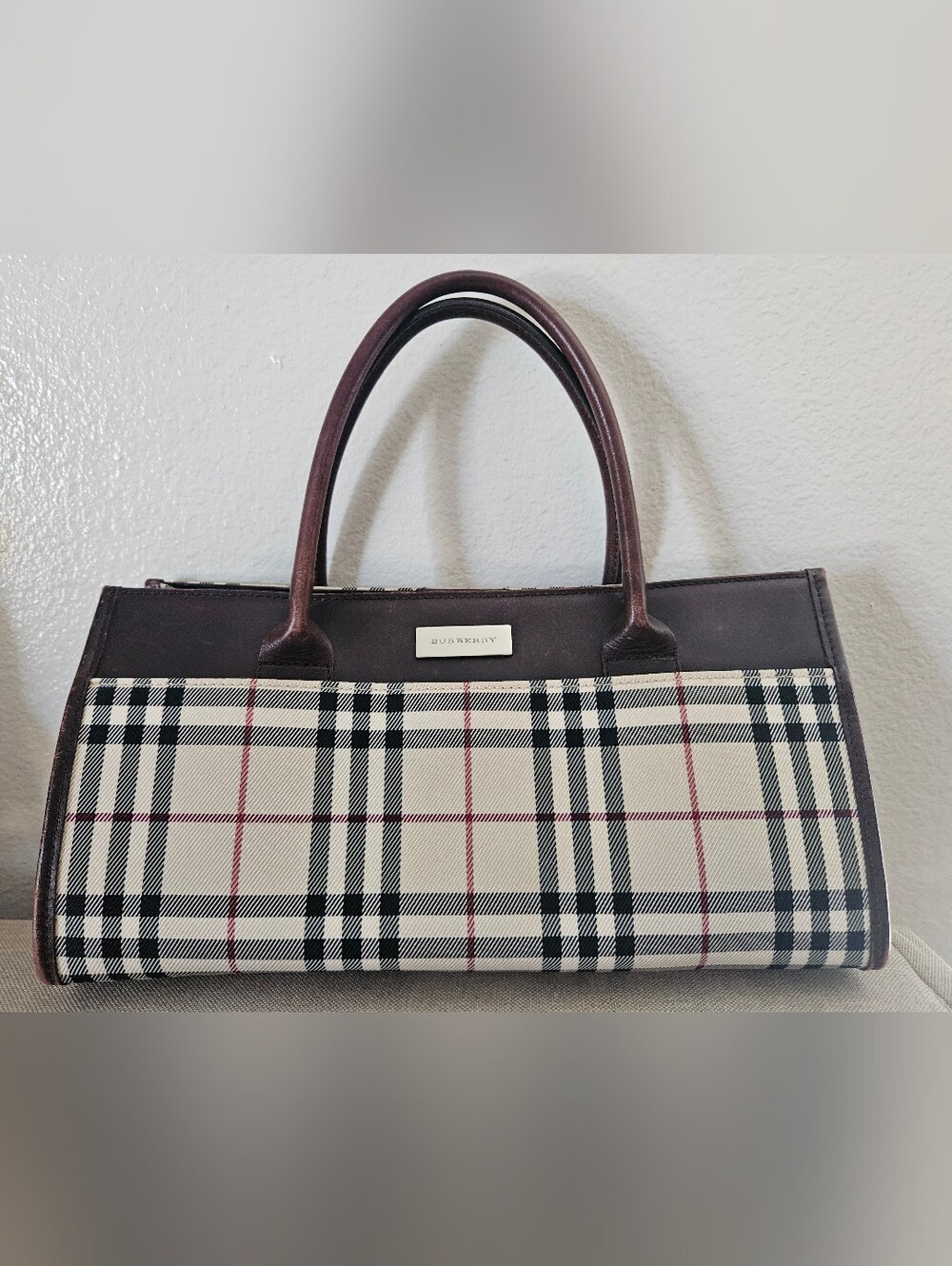 BURBERRY Nova Check Bag Leather Trim